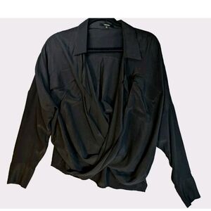 Elegant Black Drape Blouse